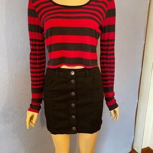 Rue21 Junior Red and Black Striped Crop Top